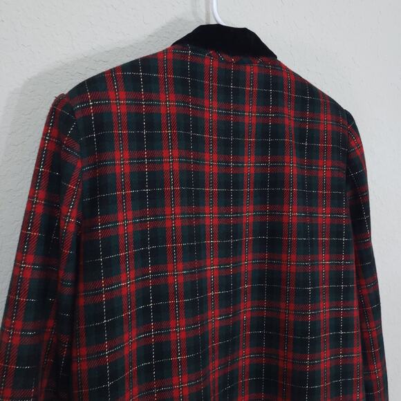 Radcliffe Blazer Womens 14 Vintage 90s Tartan Plaid Metallic Festive Par… - Picture 11 of 12